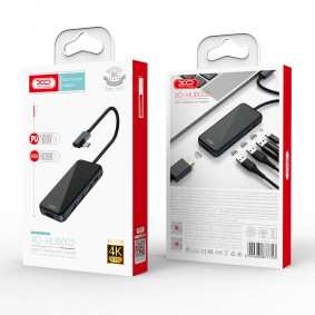 XO HUB002 USB-C 5in1(HDMI+USB*3+PD Fast Charger) Crna