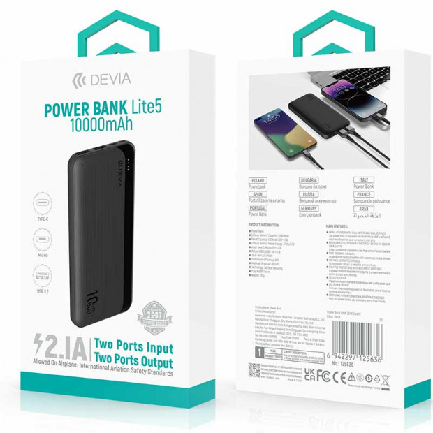 Powerbank Devia Kinton 10000mAh V5 Crni