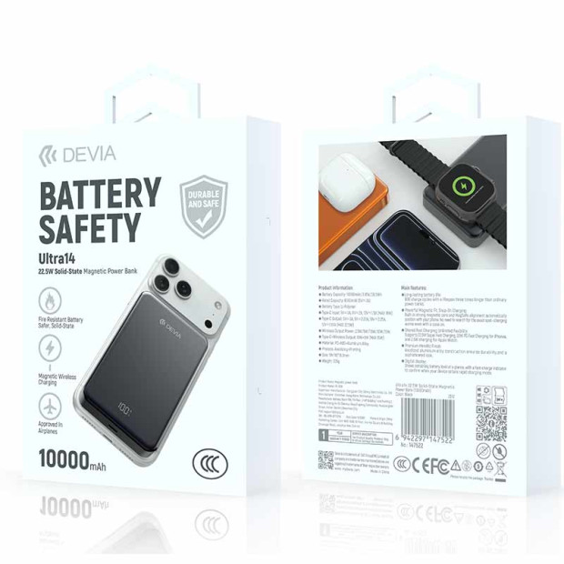 Powerbank Devia Ultra14 Magnetic PD 22,5W 10000mAh crni