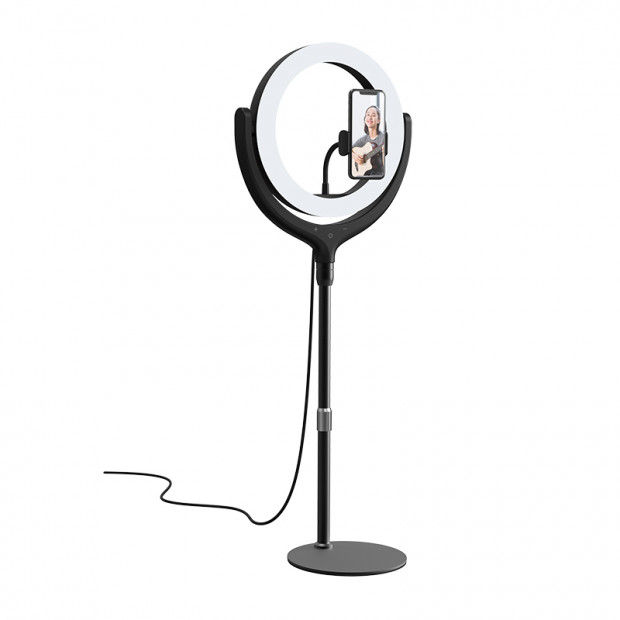 Desktop Devia Live streaming stand with LED ring light 12 inch crna