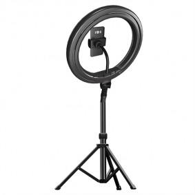 Tripod Devia Live streaming stand with LED ring light 12 inch crna