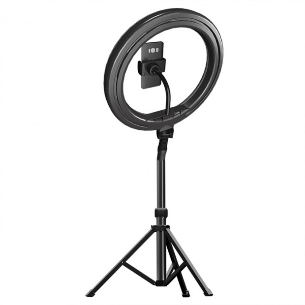 Tripod Devia Live streaming stand with LED ring light 12 inch crna