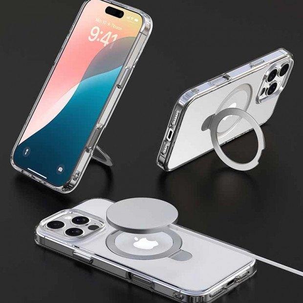 Futrola Hard Case Devia Clean Series Magnetic bracket Za iPhone 16 Pro Transparent