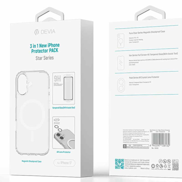Devia 3in1 Iphone Protector pack za Iphone 17 Devia 3in1 Iphone Protector pack za Iphone 17