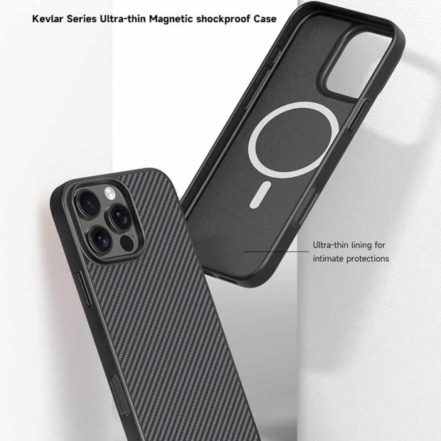 Futrola Hard Case Devia Kevlar Series Ultra-thin Magnetic Za Iphone 16 Crna