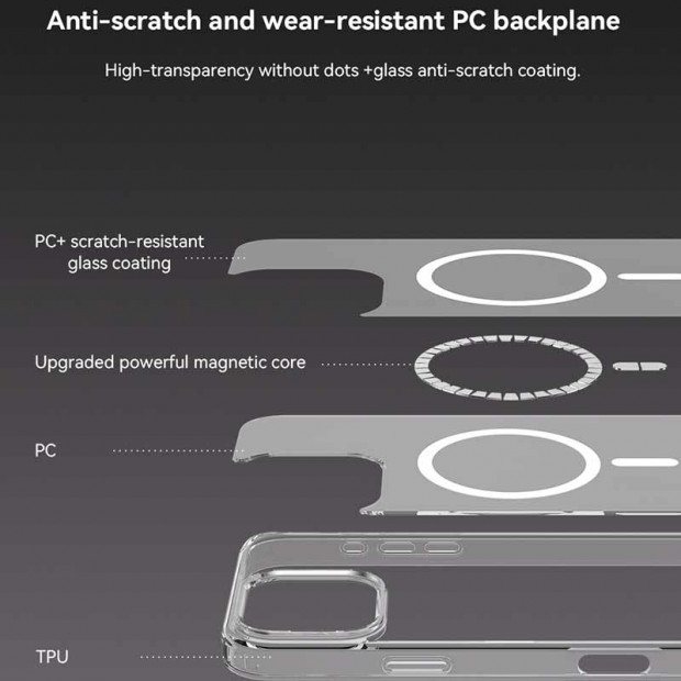 Futrola Hard Case Devia Pure Clear Magnetic Shokprof Case Za Iphone 16 Pro Max transparent