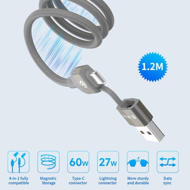 Devia Ultra 2 Multi Funkcionalni 4u1 Magnetni kabl 1.2m