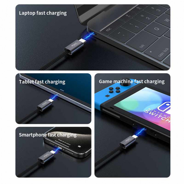 Kabl Devia Extreme Speed Series Type-c na Type-c 240w 2m Crni