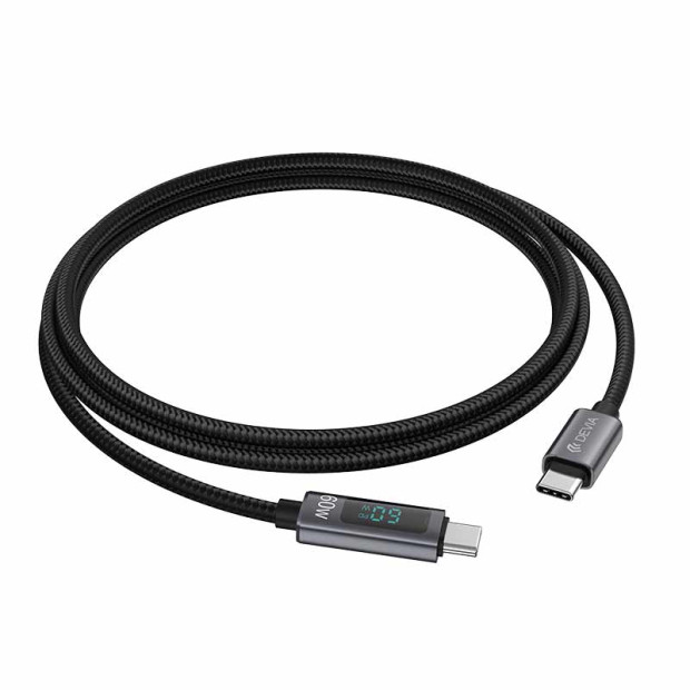 Extreme Speed devia cable C to C 60W metal with digital display 1.2m crni