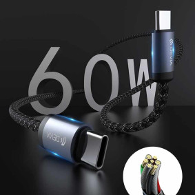 Kabl Devia Gracious C To C PD 60W Fast Cable (3A,2M) Crni