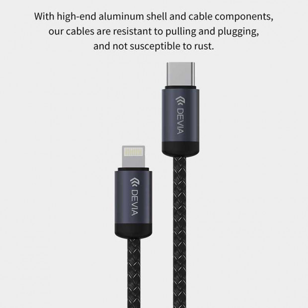 Kabl Devia Gracious Series Type-c na Lightning 3A 1M Crni