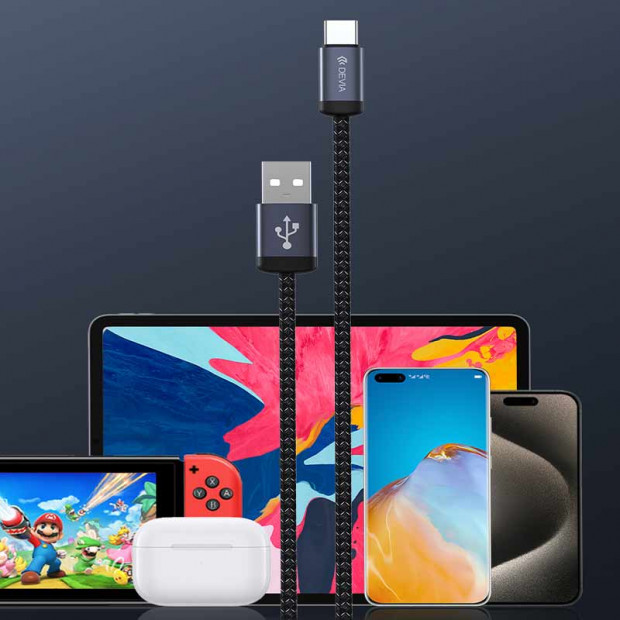 Kabl Devia Gracious Series Usb Type-c 2A 1m Crni