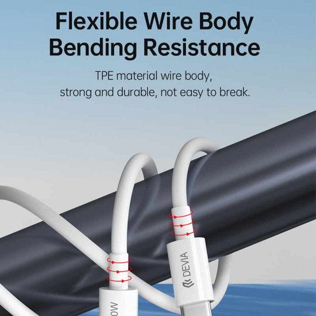 Kabl Devia Smart Series Type-c na Type-c PD 1.5m 100w Beli