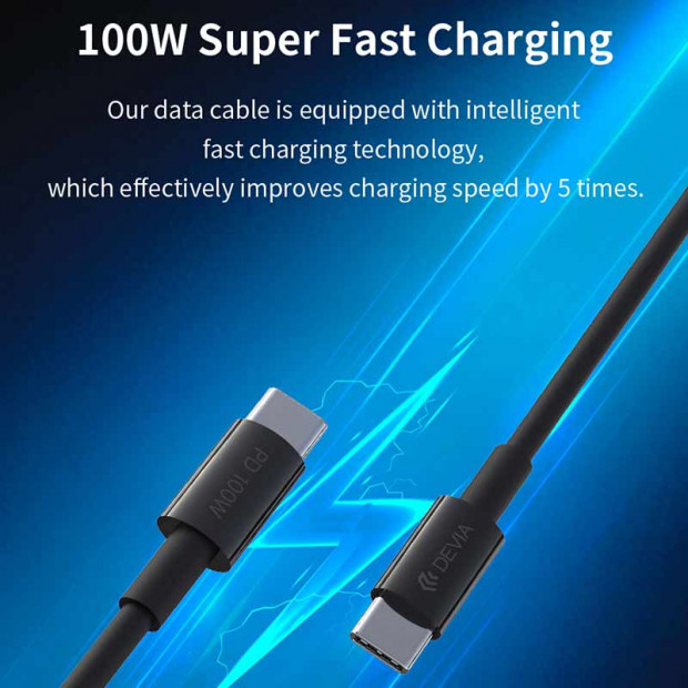 Kabl Devia Smart Series Type-c na Type-c PD 1.5M 100w Crni