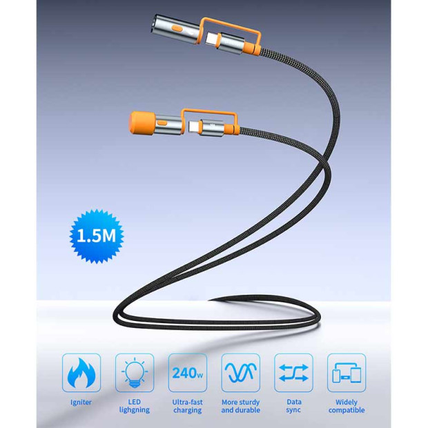 Devia Ultra 2 kabl C na C PD 240W sa Lampom i Upaljačem 1.5M