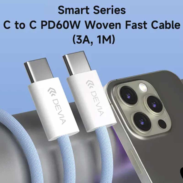 Woven Fast Cable Devia C to C 60W 3A1M crni