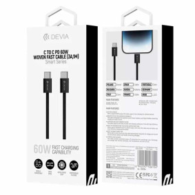 Woven Fast Cable Devia C to C 60W 3A1M crni