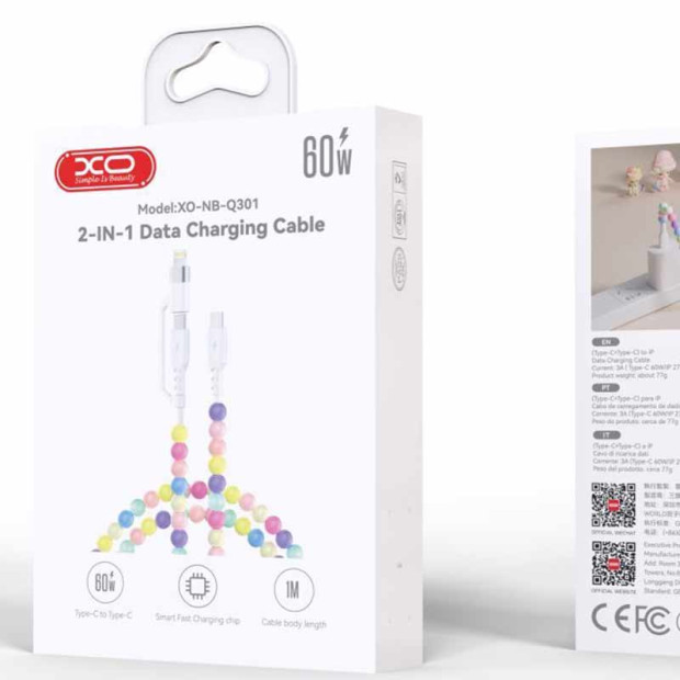 XO-Q301 Kabl Colourful Bead Series Type-C to Type-C XO-Q301 Kabl Colourful Bead Series Type-C to Type-C