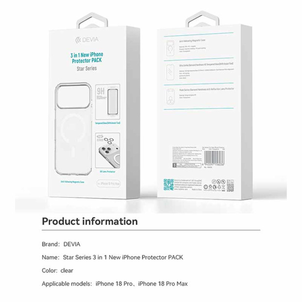 Devia 3in1 Iphone Protector pack za Iphone 18 pro