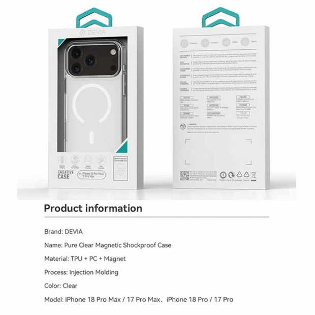 Futrola silikonska Devia Pure Series Magnetic Iphone 18 Pro Transparent Futrola silikonska Devia Pure Series Magnetic Iphone 18 Pro Transparent
