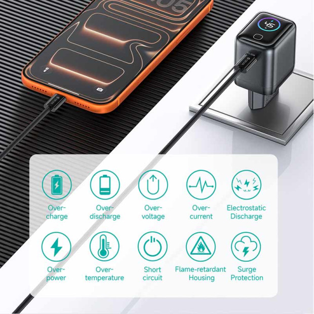 Devia Ultra10 GaN Charger with display 45w crni Devia Ultra10 GaN Charger with display 45w crni