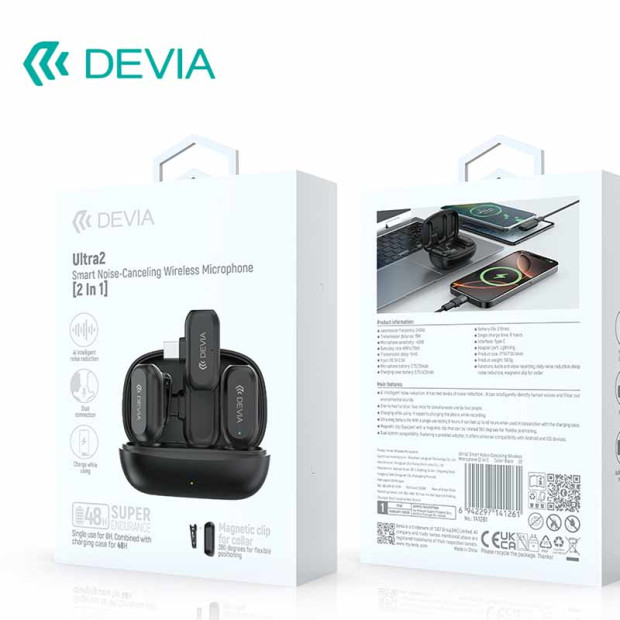 Devia Ultra2 2 In 1 Smart Noise-Canceling Wireless Microphone