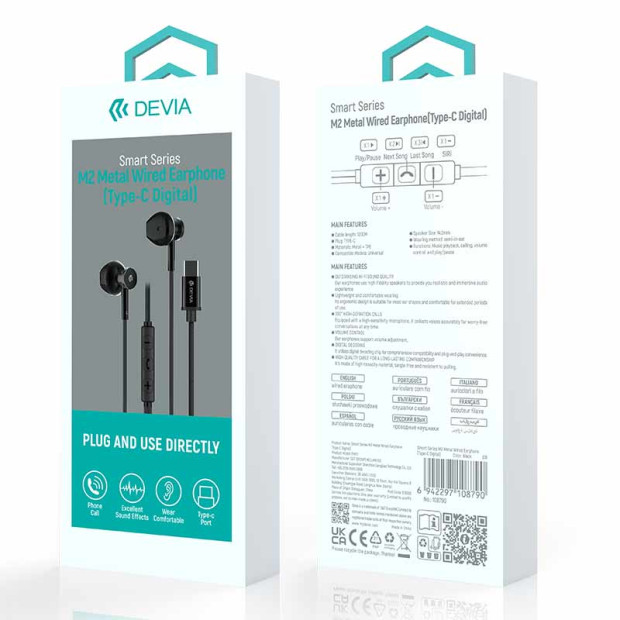 Slusalice Devia Smart Series M2 Metal Type-c Crna Slusalice Devia Smart Series M2 Metal Type-c Crna