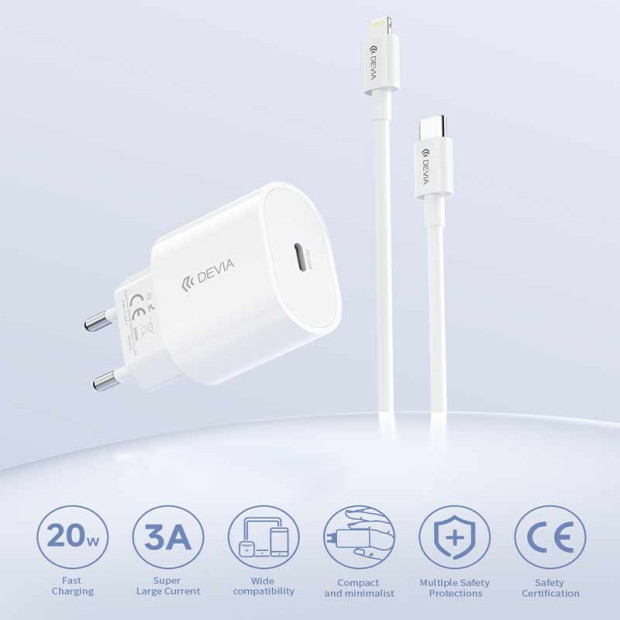 Smart Series Devia Charger Pro6 PD Quik Charger Set 20W Lightning Bela Smart Series Devia Charger Pro6 PD Quik Charger Set 20W Lightning Bela
