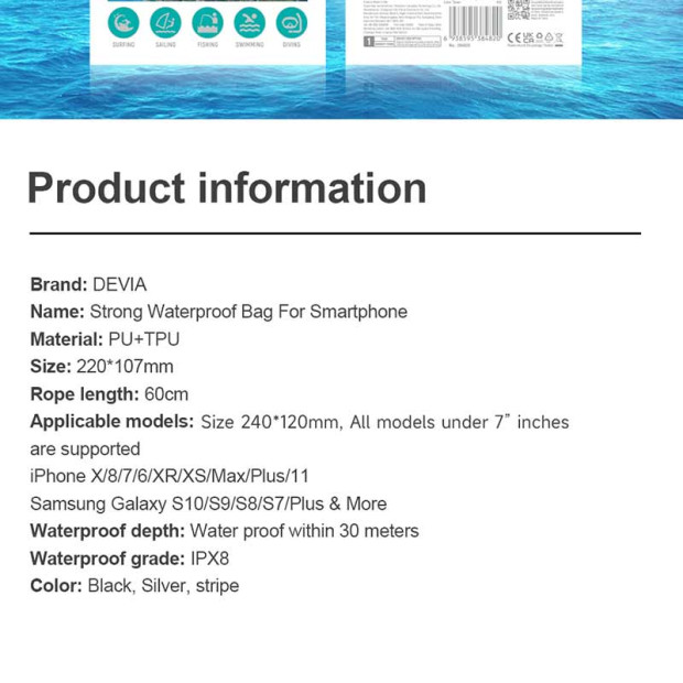 Univerzalni waterproof case Devia 7inch silver