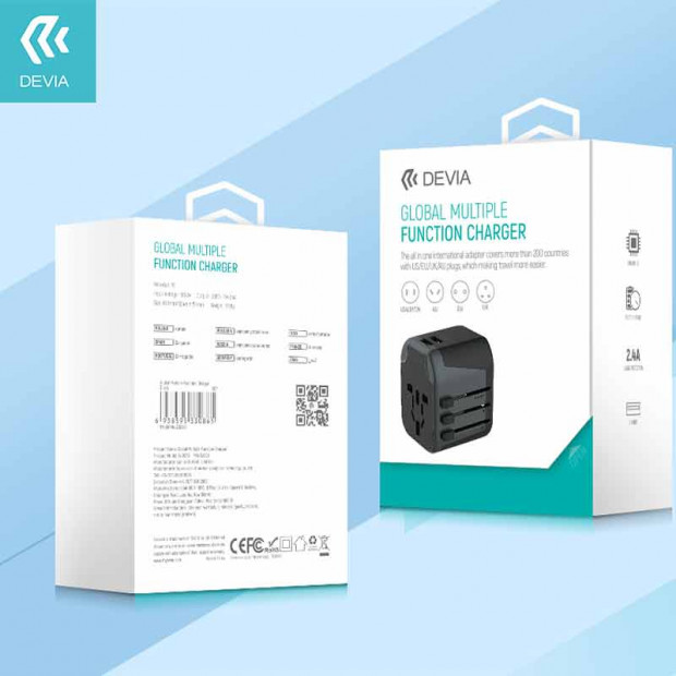 Adapter Devia Global (Eu Uk Us Au) crni