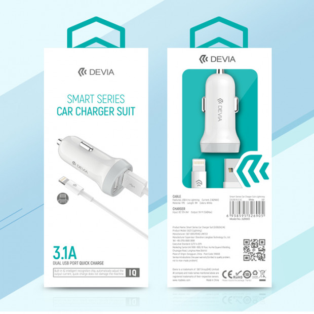 Auto Adapter Devia Smart Series Car Chager(2USB ,5V,3.1A)