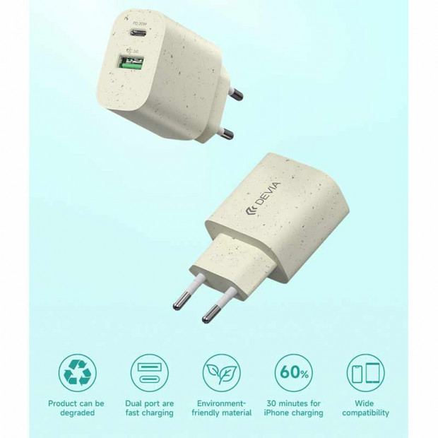 Adapter RLC-389 Devia Environment-friendly PD+QC 20w