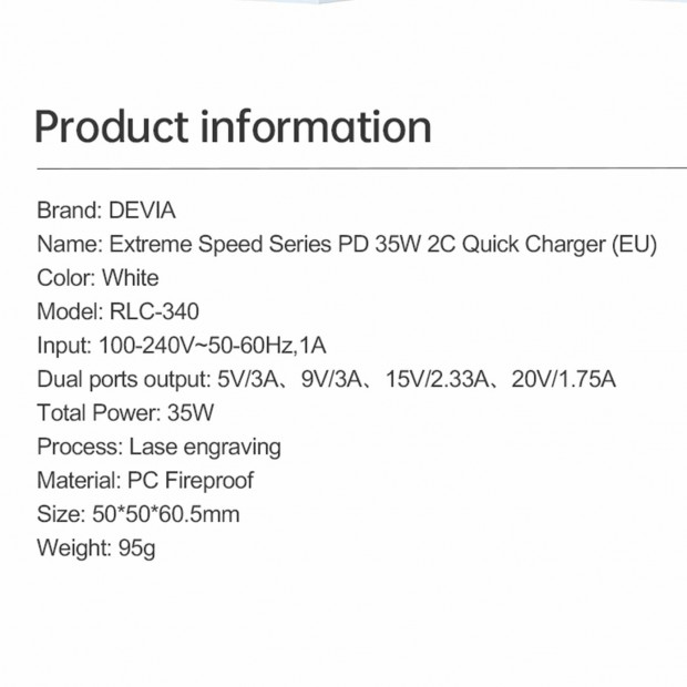 Extreme Speed Devia Quick Charger PD 35W 2C