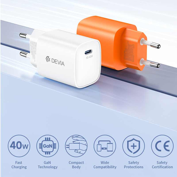 Devia Adapter RCE-6001CWLEU Ultra6 PD 40W Dynamic GaN Charger (EU Max 60W) beli