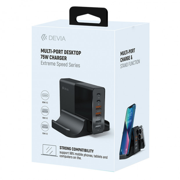 Devia Extreme Speed Series Multi-port desktop  Charger(EU,75W) Crna