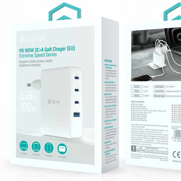 Extreme Speed Devia Series PD 100W 3C+A Gan Charger