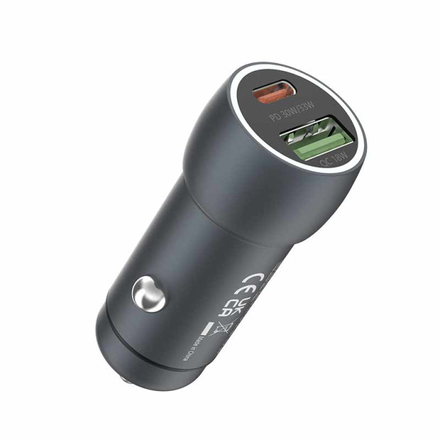 Auto Punjac Devia PD30W+QC3.0 18W Type-c na Type-c Crni Auto Punjac Devia PD30W+QC3.0 18W Type-c na Type-c Crni