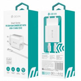 Kućni Punjač Devia PD Set sa Type-C kablom 30W Beli