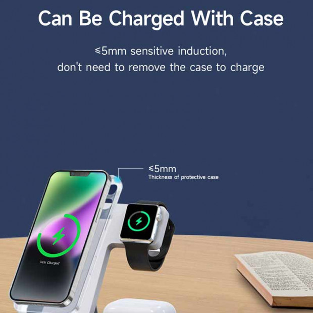 Punjač Devia 3u1 15W Beli Za telefon-smart watch-slušalice