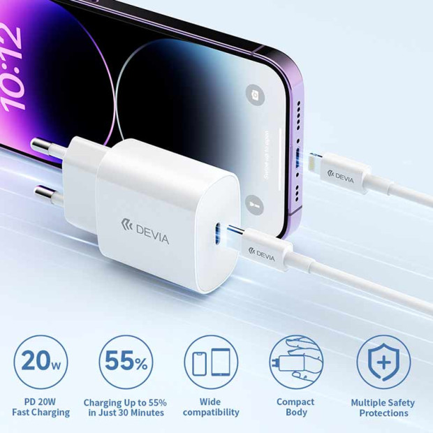 Rocket Series Devia Charger PD Quik Charger Set with C-L 20W  Bela