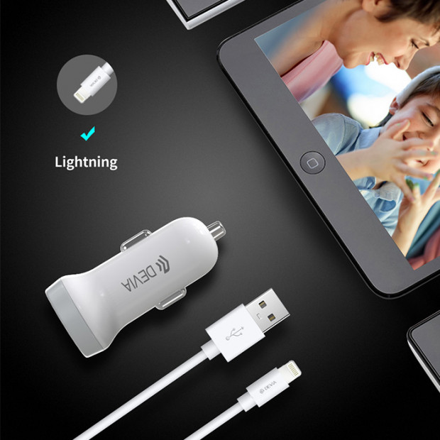 Auto punjac Devia Smart Series Car Charger  Suit For Lightning (5V3.1A,2USB ) Bela