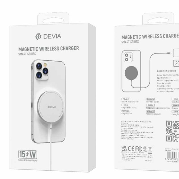 Smart Series Devia Magnetic wireless charger 15w silver
