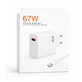 Power adapter 67W sa type-c kablom beli