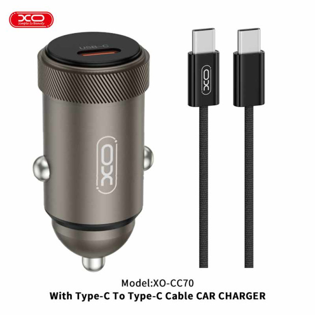 XO-CC70 Auto Punjac sa Type-C kablom Mini Metal PD 30w XO-CC70 Auto Punjac sa Type-C kablom Mini Metal PD 30w