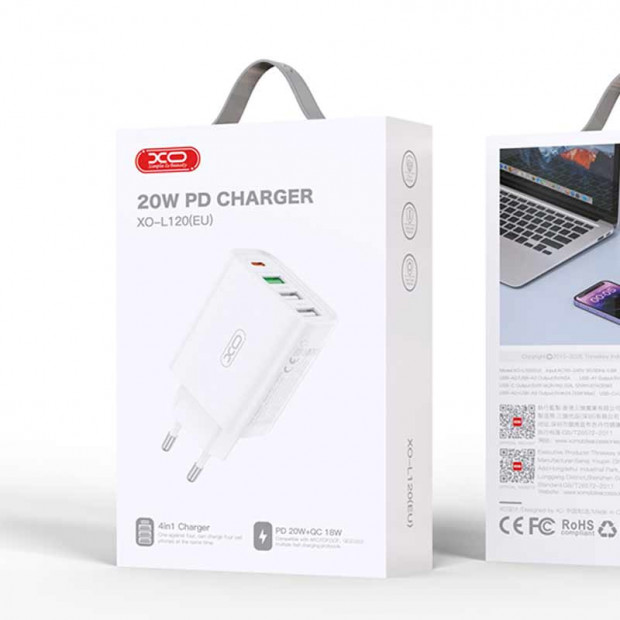 XO-L120 Adapter Type-C 20W+3xUSB18W