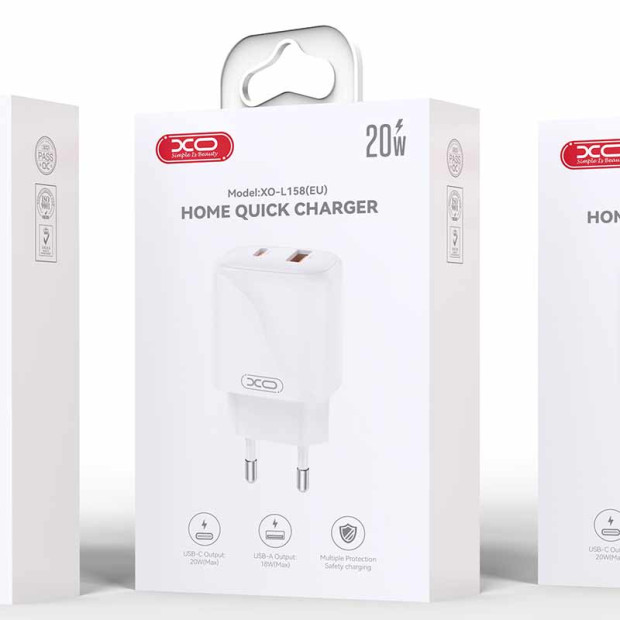 XO-L158 Adapter USB+Type-C 20W Beli