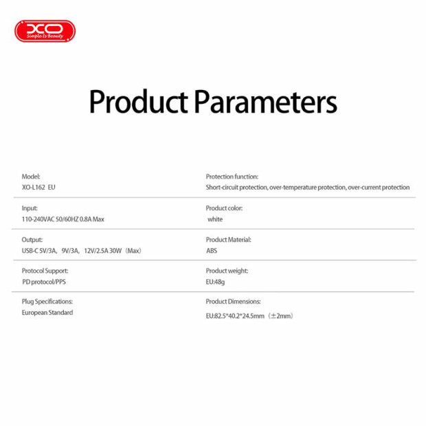 XO-L162 Punjac 30w Type-c na type-c