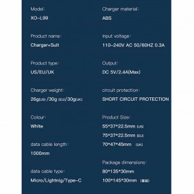 XO-L99 Adapter Quick Charger 2.4A Max Beli