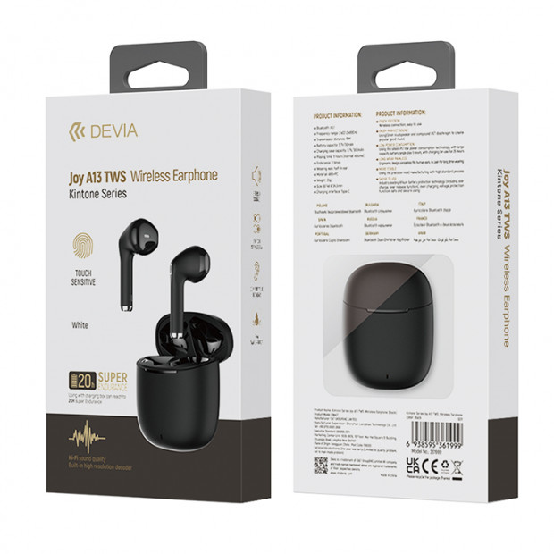 Bezicna Slusalica Devia Joy A13 TWS Wireless earphone bele