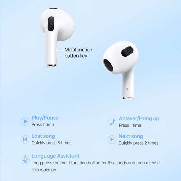 Bezicne Slusalice Devia AirBuds Pro3 TWS bele